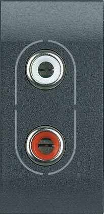 Socket, 2 x RCA conectors, screw connection, 1M, LL, Bticino