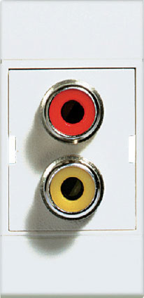 Socket, 2 x RCA, solder  connection, 1M, LL, Bticino
